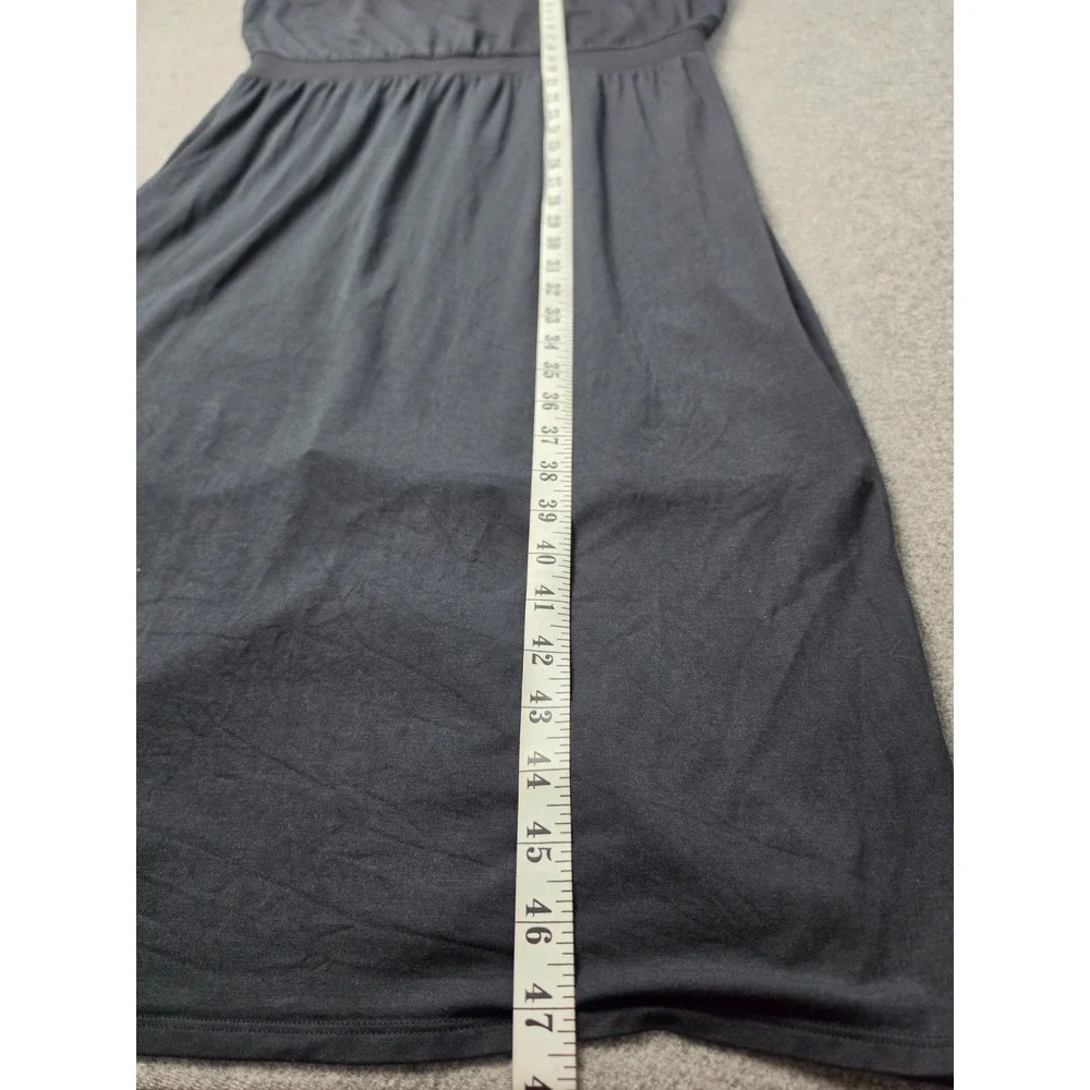 Athleta Santorini Cinch Dress Womens Large Black Sleeveless Midi Stretch Slit